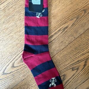 Brooks Brothers Red and Black Striped Socks with Lobster